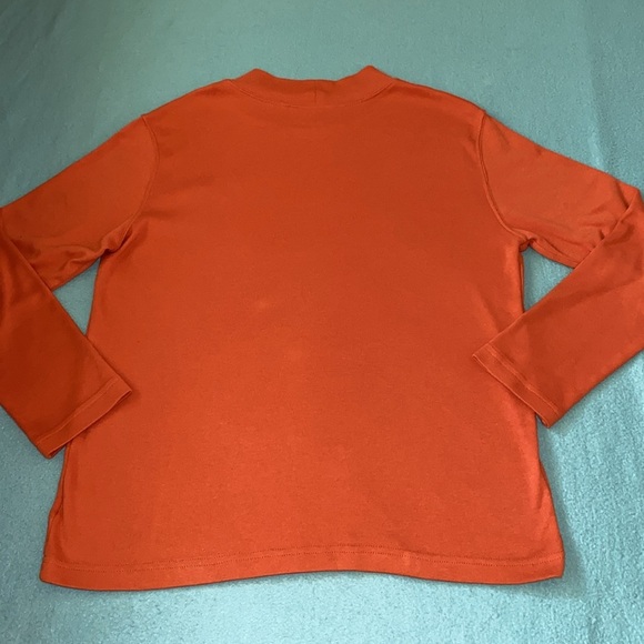 BLAIR mock turtleneck long sleeve fall orange embroidered crest cotton size M - Picture 2 of 10